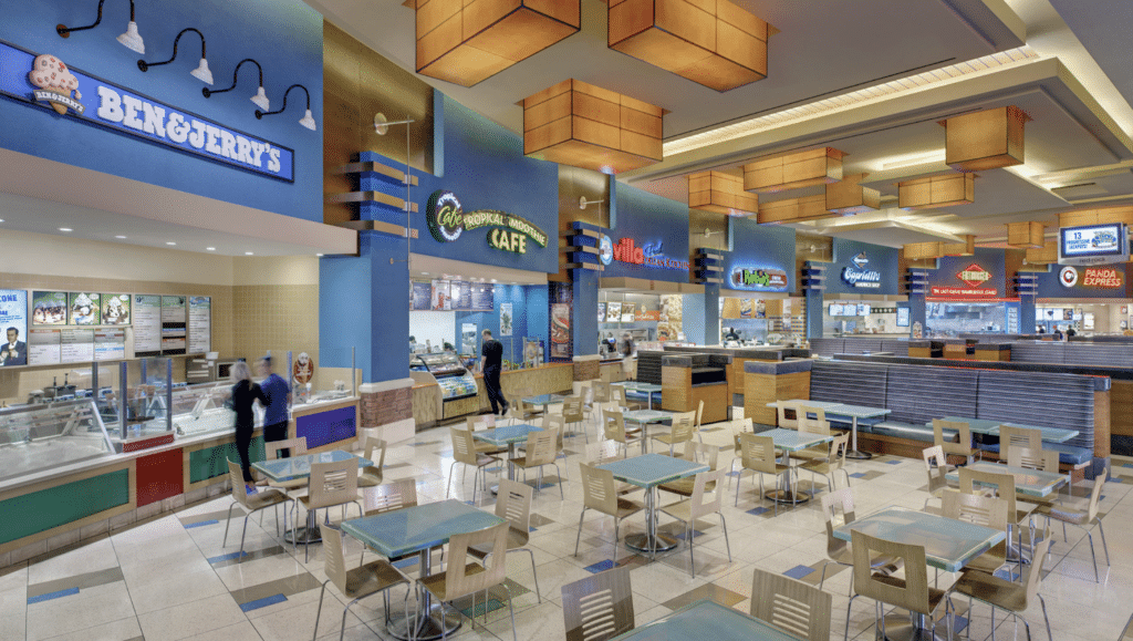The quintessential food court: from Ben and Jerrys to Panda Express—no relation