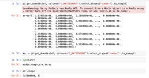 Converting a Modin DataFrame into a Modin NumPy Array